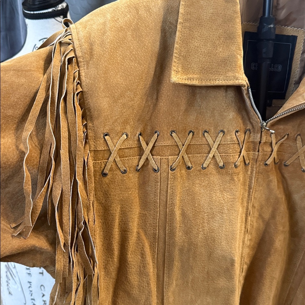 VTG Men’s EXCELLED FRINGE SUEDE LEATHER JACKET LG - Picture 4 of 14